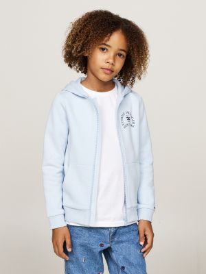 felpa con cappuccio e zip integrale blue da bambini tommy hilfiger