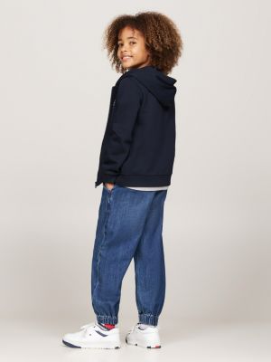 felpa con cappuccio e zip integrale blu da bambini tommy hilfiger