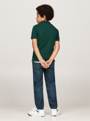 groen regular fit polo met hilfiger monotype-logo voor jongens - tommy hilfiger