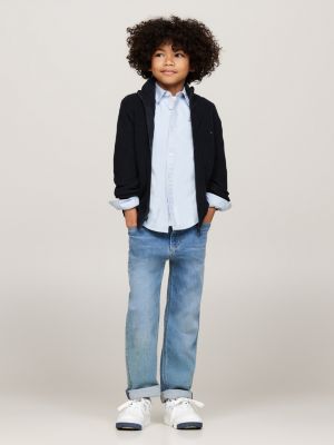 blue rib-knit zip-thru jumper for boys tommy hilfiger