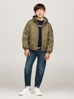 giubbino leggero relaxed fit in ripstop verde da bambini tommy hilfiger