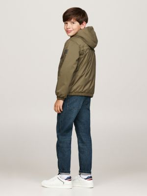 giubbino leggero relaxed fit in ripstop verde da bambini tommy hilfiger