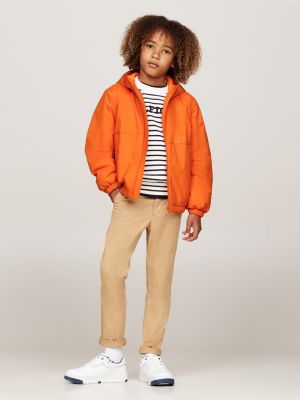 orange leichtgewichtige relaxed fit ripstop-jacke für jungen - tommy hilfiger