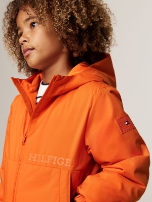 orange leichtgewichtige relaxed fit ripstop-jacke für jungen - tommy hilfiger