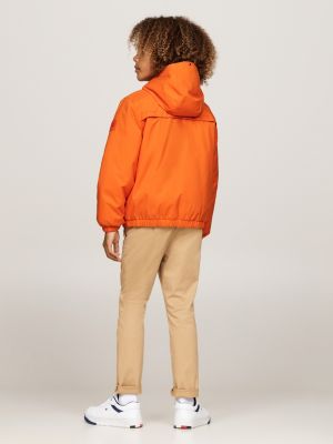 orange leichtgewichtige relaxed fit ripstop-jacke für jungen - tommy hilfiger