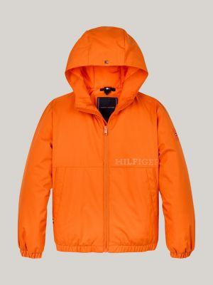 orange leichtgewichtige relaxed fit ripstop-jacke für jungen - tommy hilfiger