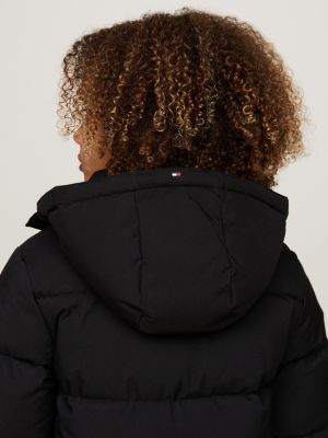 schwarz hilfiger monotype relaxed fit pufferjacke für jungen - tommy hilfiger