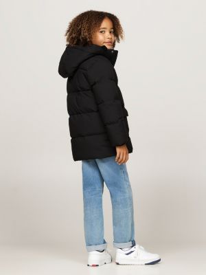 schwarz hilfiger monotype relaxed fit pufferjacke für jungen - tommy hilfiger