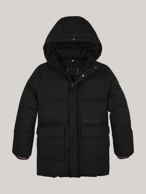 schwarz hilfiger monotype relaxed fit pufferjacke für jungen - tommy hilfiger