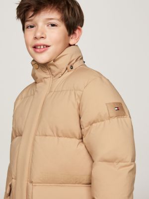 doudoune décontractée hilfiger monotype beige pour garçons tommy hilfiger