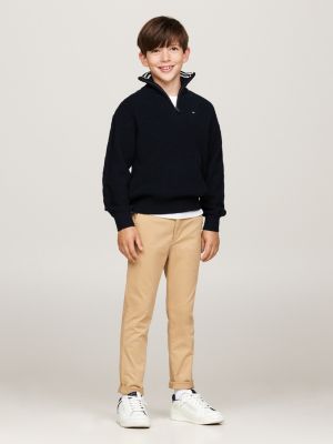 pullover con collo a lupetto e mezza zip blu da bambini tommy hilfiger