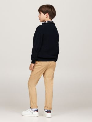 blue quarter-zip turtleneck jumper for boys tommy hilfiger