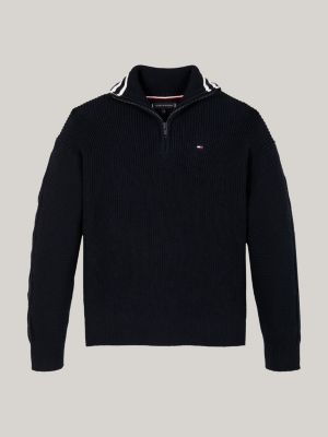 pullover con collo a lupetto e mezza zip blu da bambini tommy hilfiger