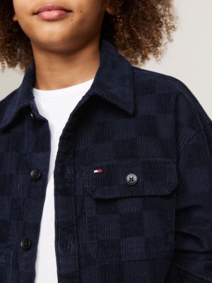 chemise à carreaux en velours côtelé bleu pour garçons tommy hilfiger