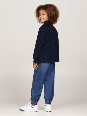 camicia in velluto a coste a scacchi blu da bambini tommy hilfiger