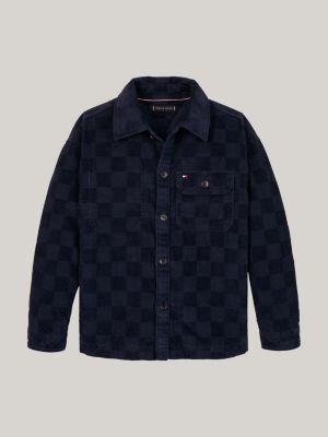 blau cord-hemd mit schachbrettmuster für jungen - tommy hilfiger