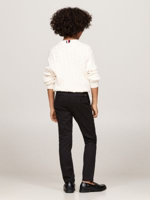 zwart 1985 collection slim fit twill chino voor jongens - tommy hilfiger