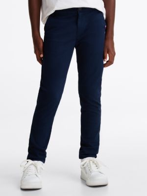 chino slim 1985 collection en sergé bleu pour garçons tommy hilfiger