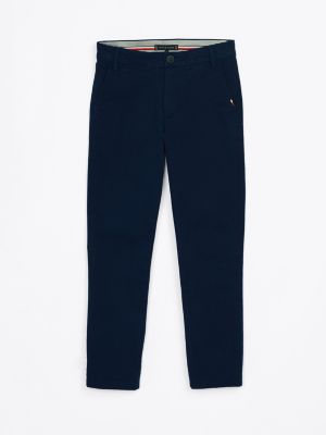 chino slim 1985 collection en sergé bleu pour garçons tommy hilfiger