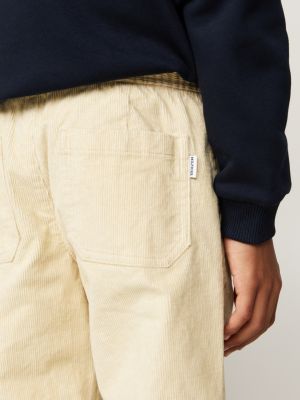 pantaloni chino regular fit in velluto con lacci beige da bambini tommy hilfiger