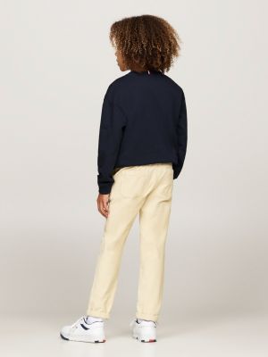 pantaloni chino regular fit in velluto con lacci beige da bambini tommy hilfiger