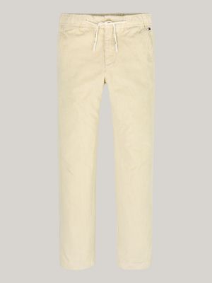 pantaloni chino regular fit in velluto con lacci beige da bambini tommy hilfiger