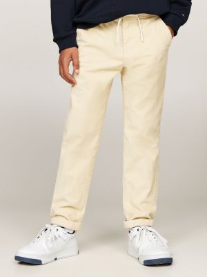 pantaloni chino regular fit in velluto con lacci beige da bambini tommy hilfiger