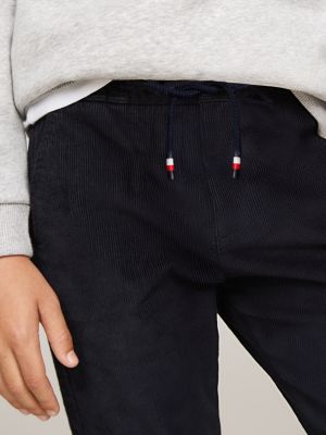 blue drawstring corduroy relaxed chinos for boys tommy hilfiger