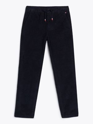 pantaloni chino regular fit in velluto con lacci blu da bambini tommy hilfiger