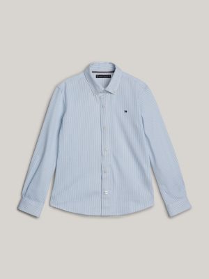 blue adaptive stripe regular shirt for boys tommy hilfiger