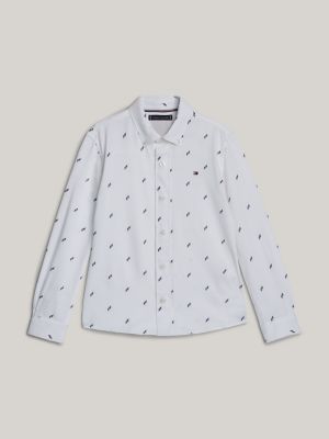 camicia adaptive regular fit a righe white da bambini tommy hilfiger