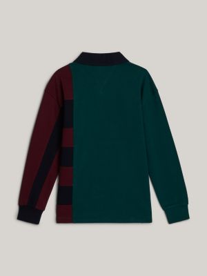 polo coupe standard adaptive colour-block vert pour garçons tommy hilfiger