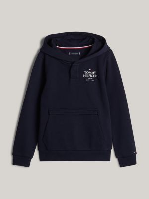 sudadera adaptive con capucha y logo bordado blue de niños tommy hilfiger