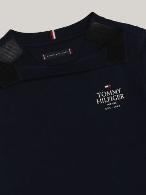 blue adaptive logo embroidery long sleeve t-shirt for boys tommy hilfiger