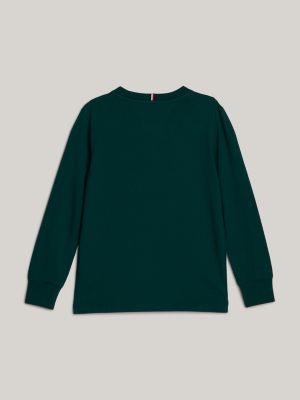 groen adaptive longsleeve t-shirt met geborduurd logo voor jongens - tommy hilfiger