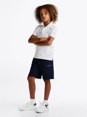 polo regular con estampado de banderitas blanco de niños tommy hilfiger