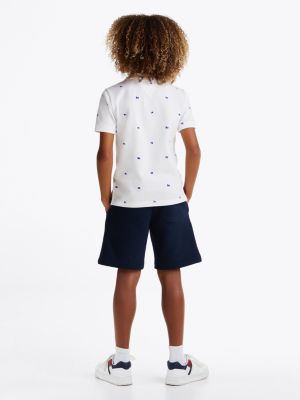 polo regular con estampado de banderitas blanco de niños tommy hilfiger