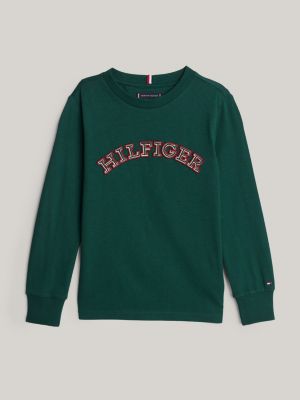 green hilfiger monotype long sleeve t-shirt for boys tommy hilfiger