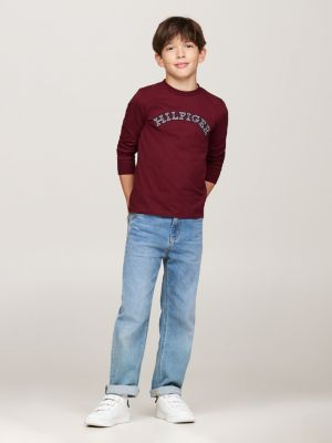 red hilfiger monotype long sleeve t-shirt for boys tommy hilfiger