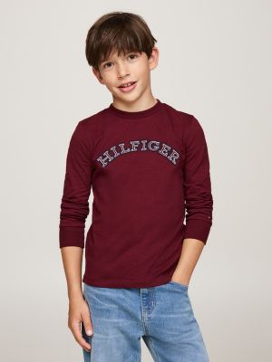 t-shirt hilfiger monotype a maniche lunghe rosso da bambini tommy hilfiger