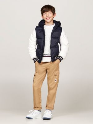 black colour-blocked back logo puffer jacket for boys tommy hilfiger