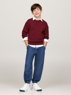 pullover con bandierina ricamata rosso da bambini tommy hilfiger