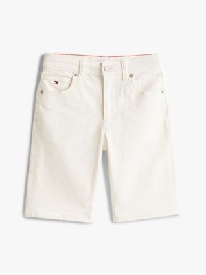 white white straight leg denim shorts for boys tommy hilfiger