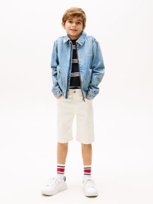 shorts dritti bianchi in denim bianco da bambini tommy hilfiger