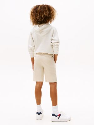 beige gewebte shorts mit gürtel für jungen - tommy hilfiger