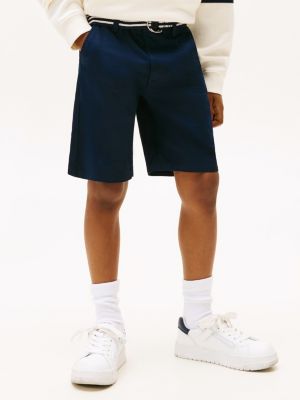 short tissé à ceinture bleu pour garçons tommy hilfiger