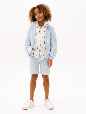 blue gewebte shorts mit gürtel für jungen - tommy hilfiger