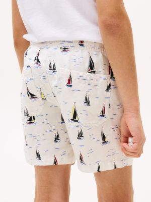 shorts in misto lino con stampa multicolore da bambini tommy hilfiger