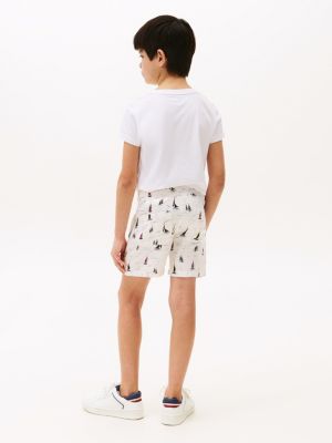 shorts in misto lino con stampa multicolore da bambini tommy hilfiger