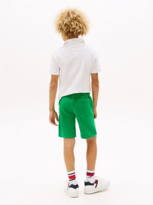 short en molleton à logo vert pour garçons tommy hilfiger